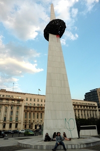 Bucharest's "potato on a stick" monument